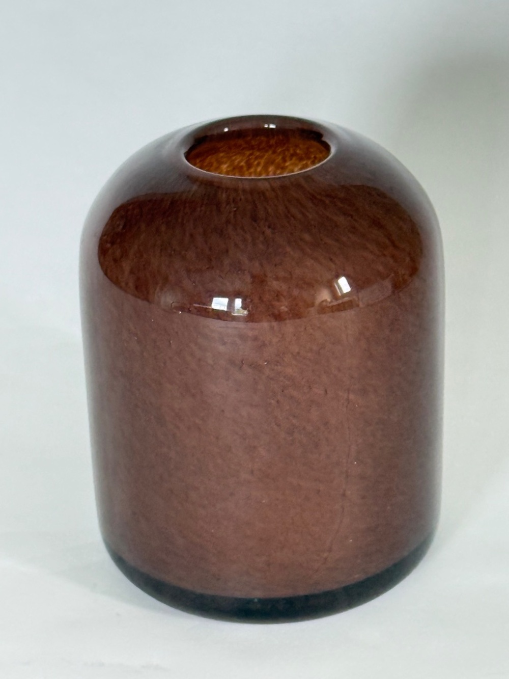 ARTISAN Hand Blown Brown Speckled Art Glass Vase